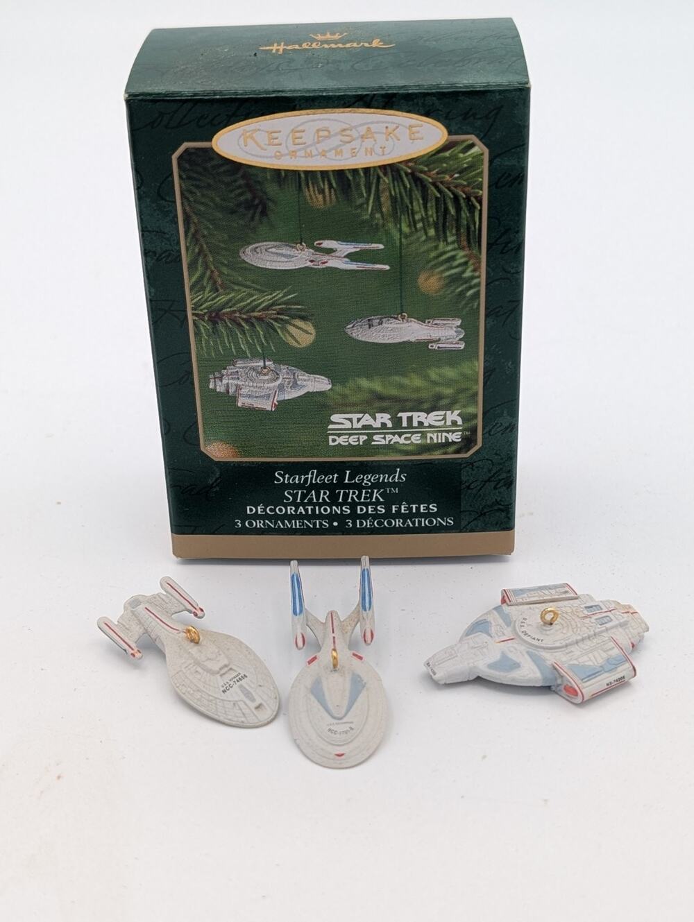 Hallmark Keepsake Star Trek Starfleet Legends 3 Mini Ornament Set DS9 2001 VTG